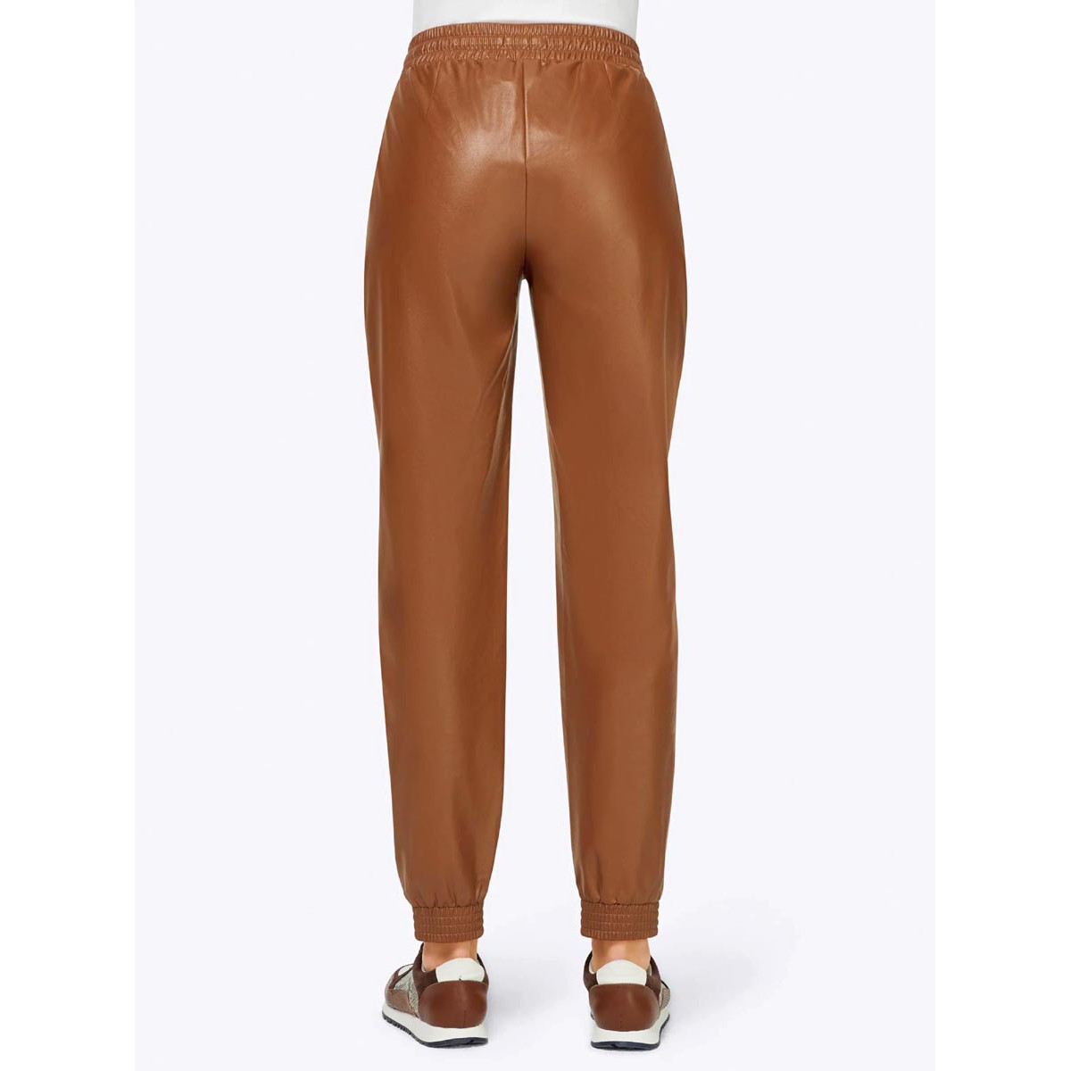 Designer-Lederimitat-Hose cognac