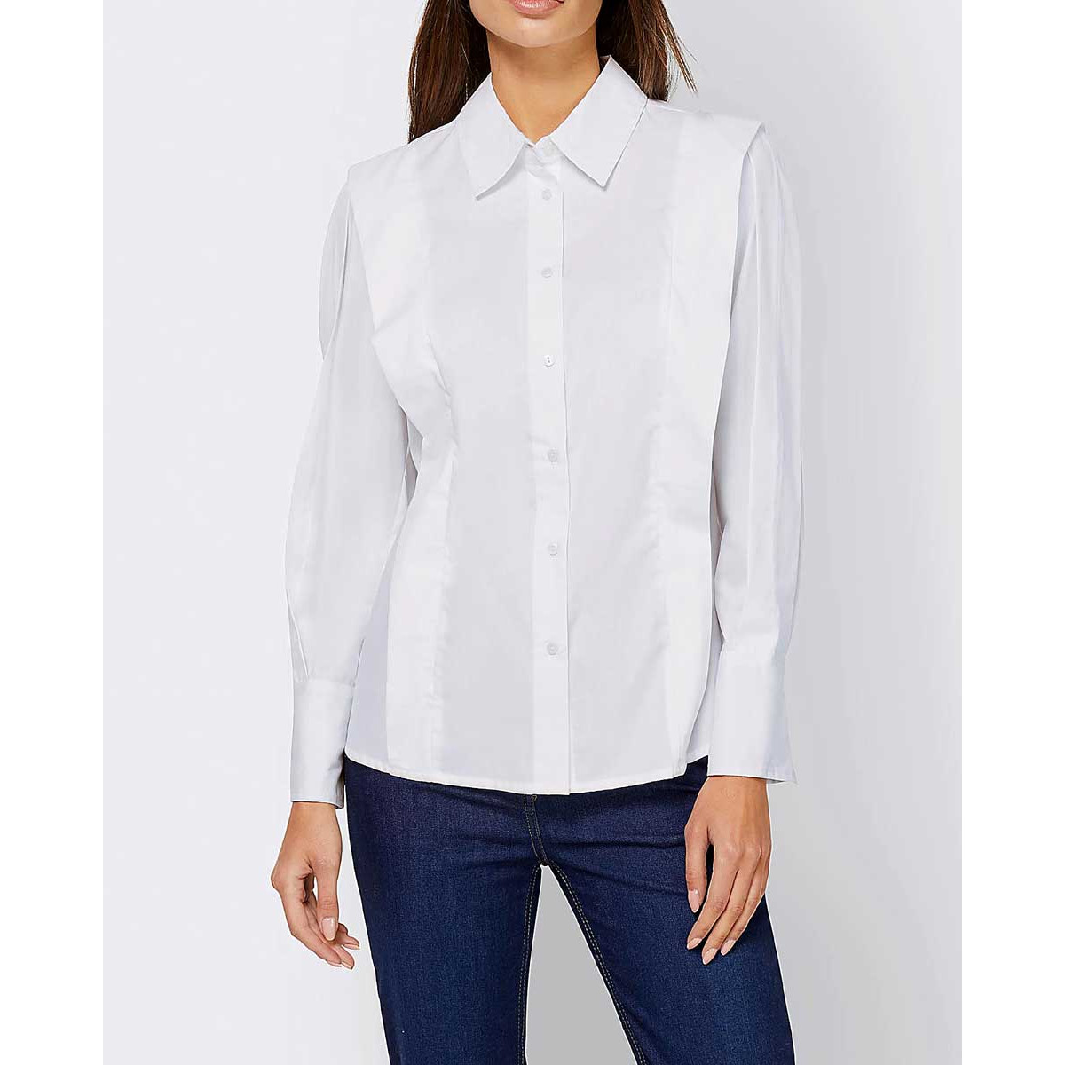 Designer-Bluse m. Faltendetails weiß