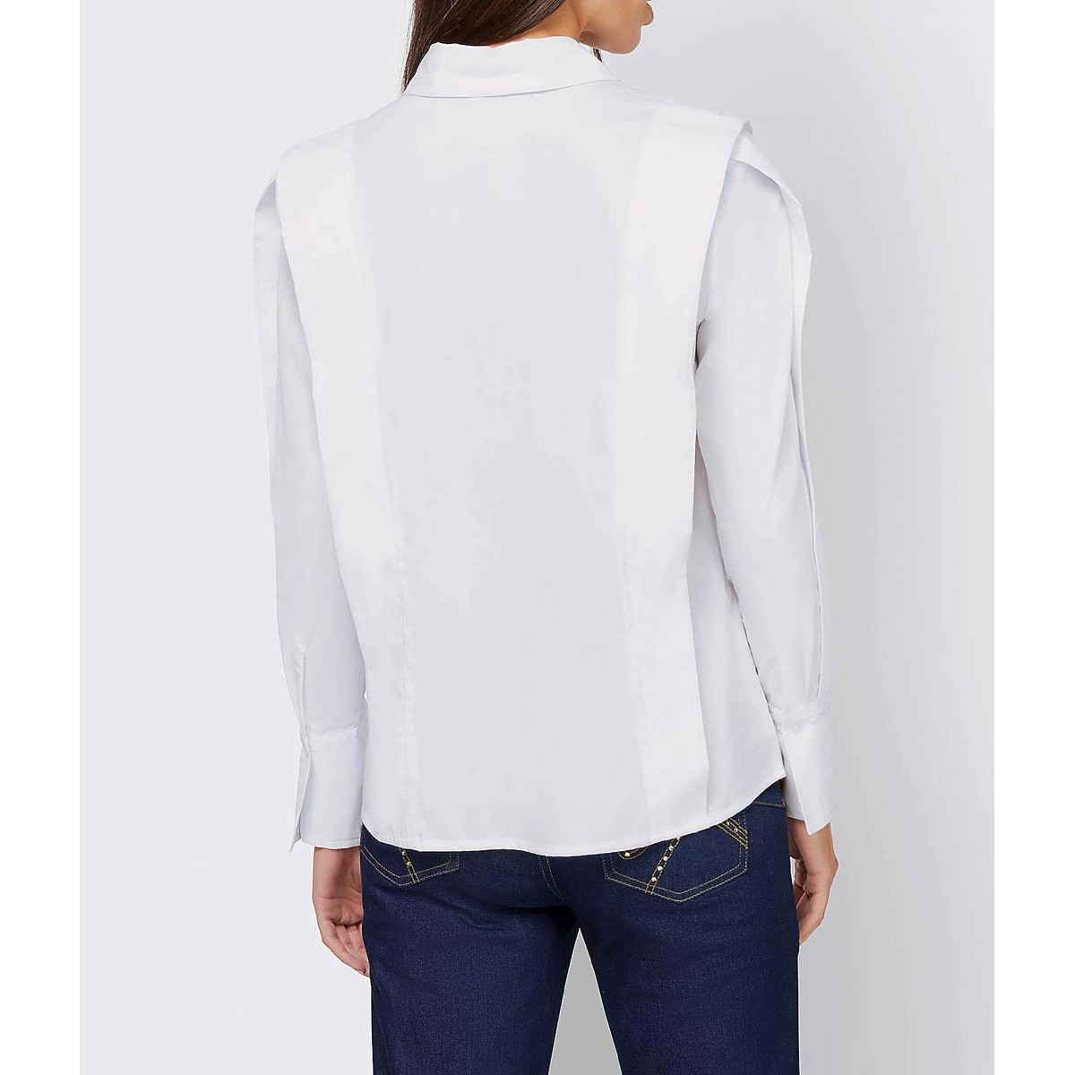 Designer-Bluse m. Faltendetails weiß