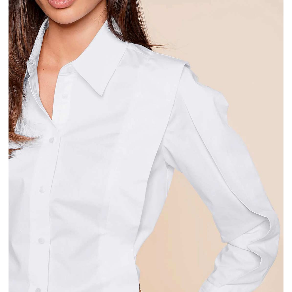 Designer-Bluse m. Faltendetails weiß