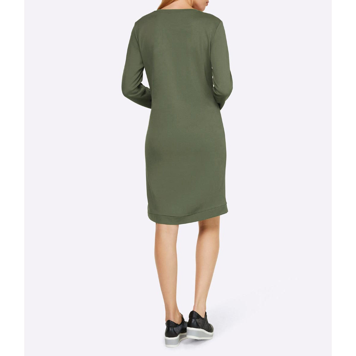 Designer-Sweatshirtkleid m. Ziersteinen khaki