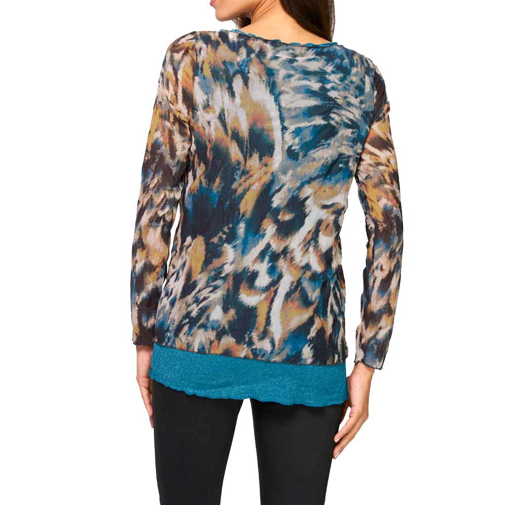 Designer-Doppelnetzshirt petrol-bunt