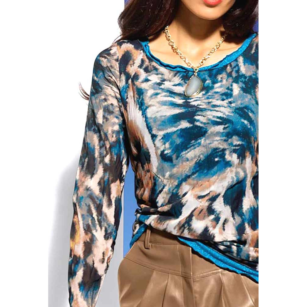 Designer-Doppelnetzshirt petrol-bunt