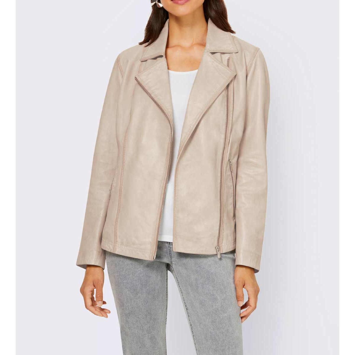 Designer-Lamm-Nappalederjacke beige