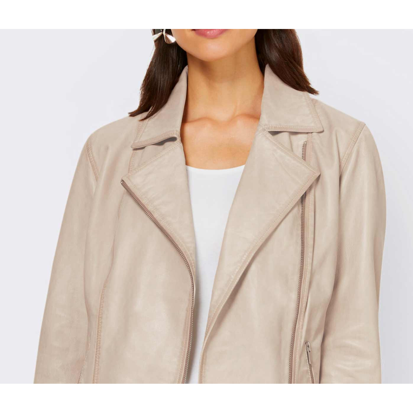 Designer-Lamm-Nappalederjacke beige