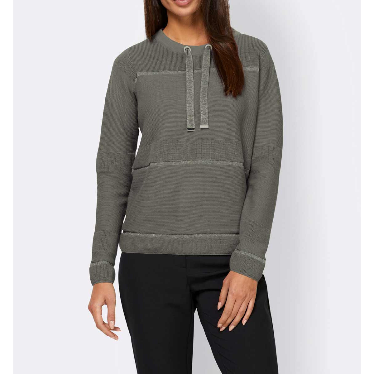 Designer-Pullover m. Glitzerdetails grau