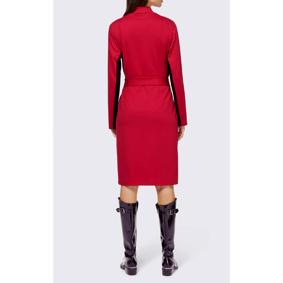 Designer-Jerseykleid m. Stoffgürtel rot