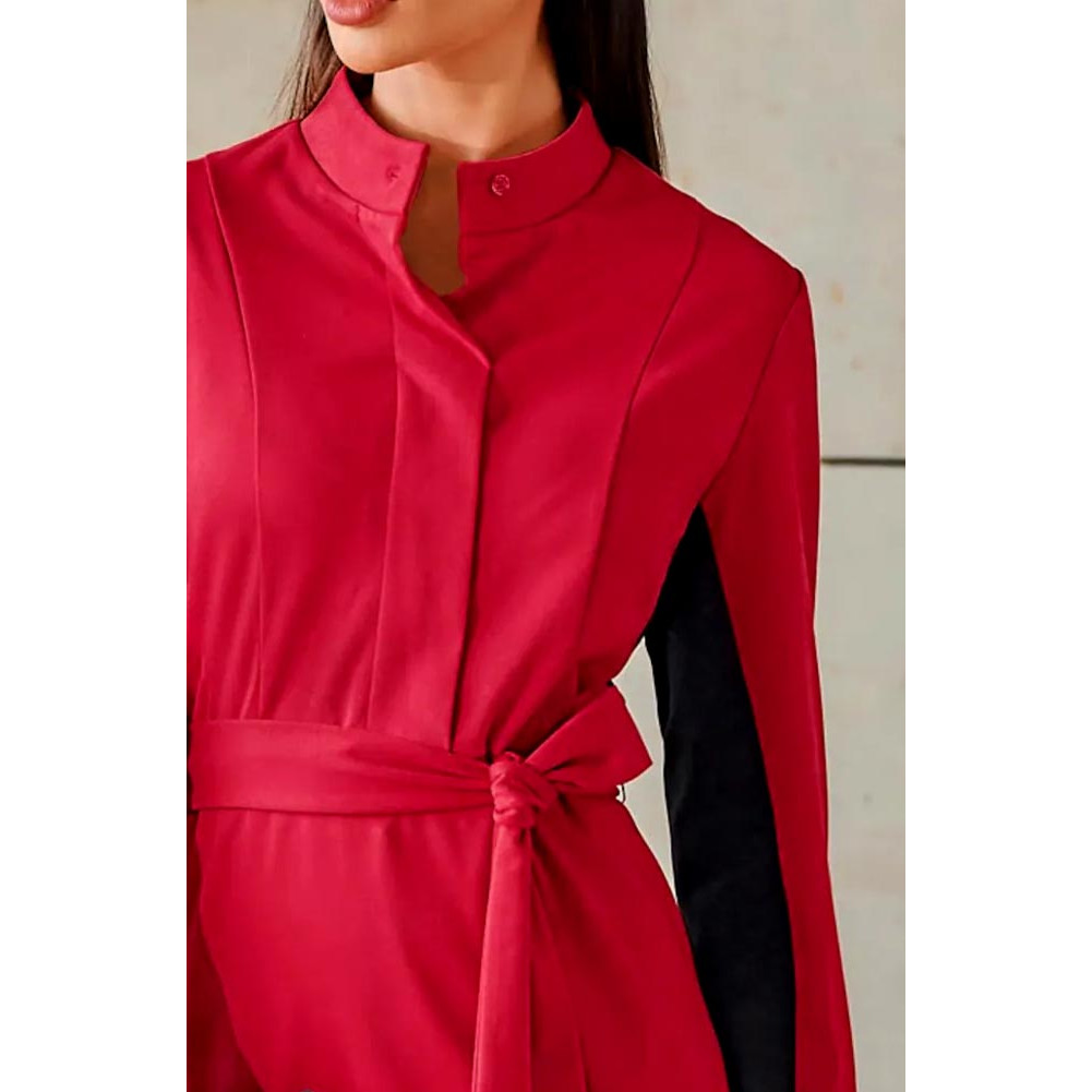 Designer-Jerseykleid m. Stoffgürtel rot