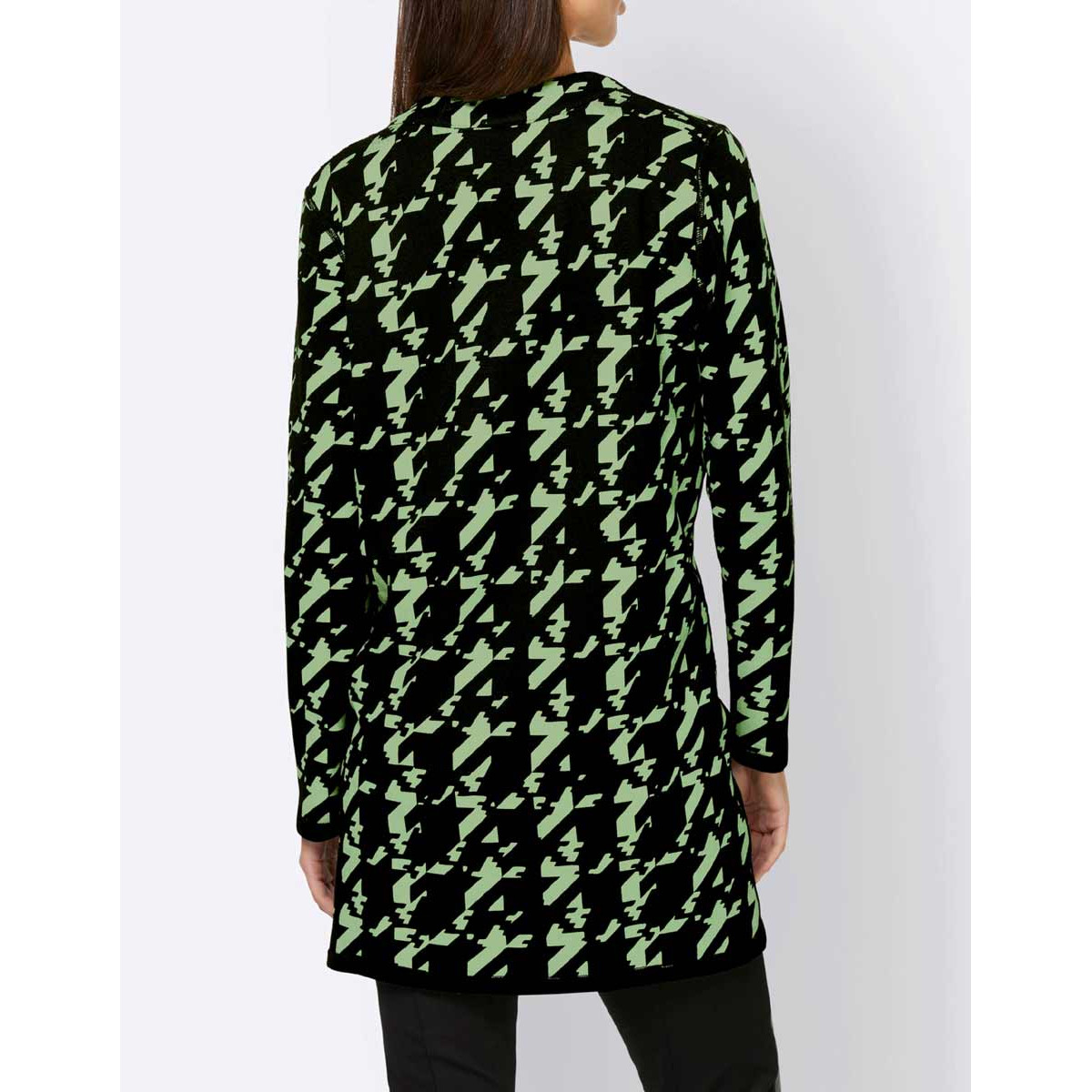 Designer-Wendestrickmantel schwarz-grün