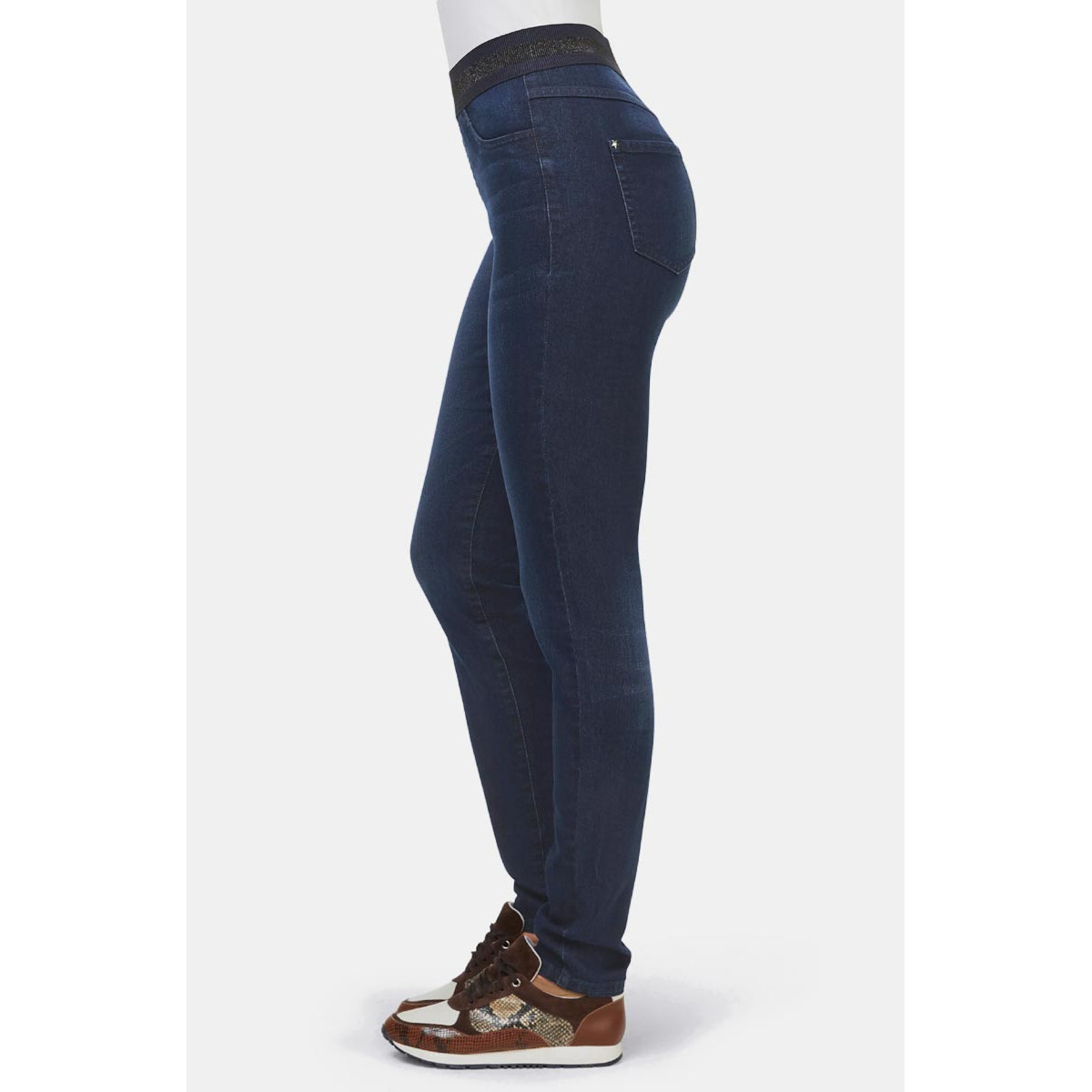 Designer-Stretchjeggings dark blue