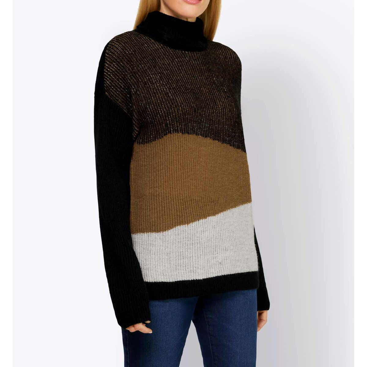 Designer-Pullover cognac-schwarz