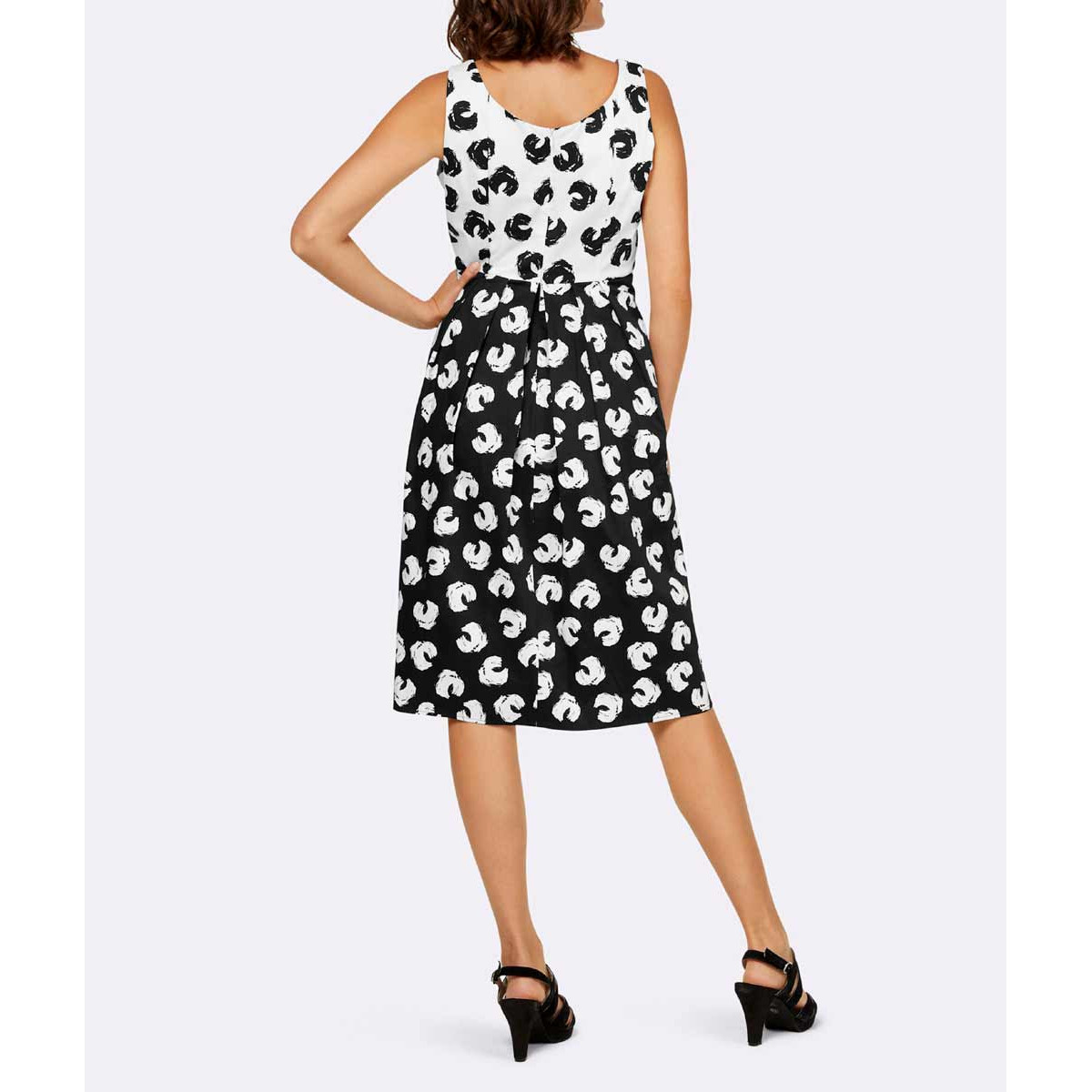 Designer-Carree-Druckkleid schwarz-weiß
