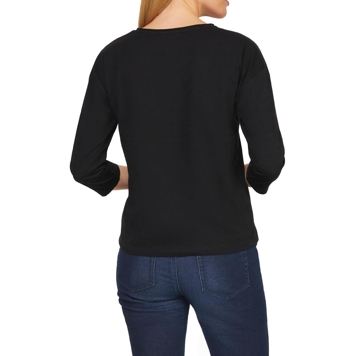 Designer-Shirt m. Glitzer-Schriftzug schwarz
