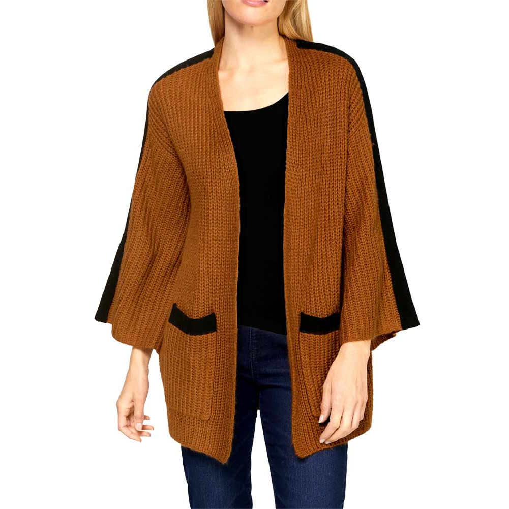 Designer-Strickjacke cognac