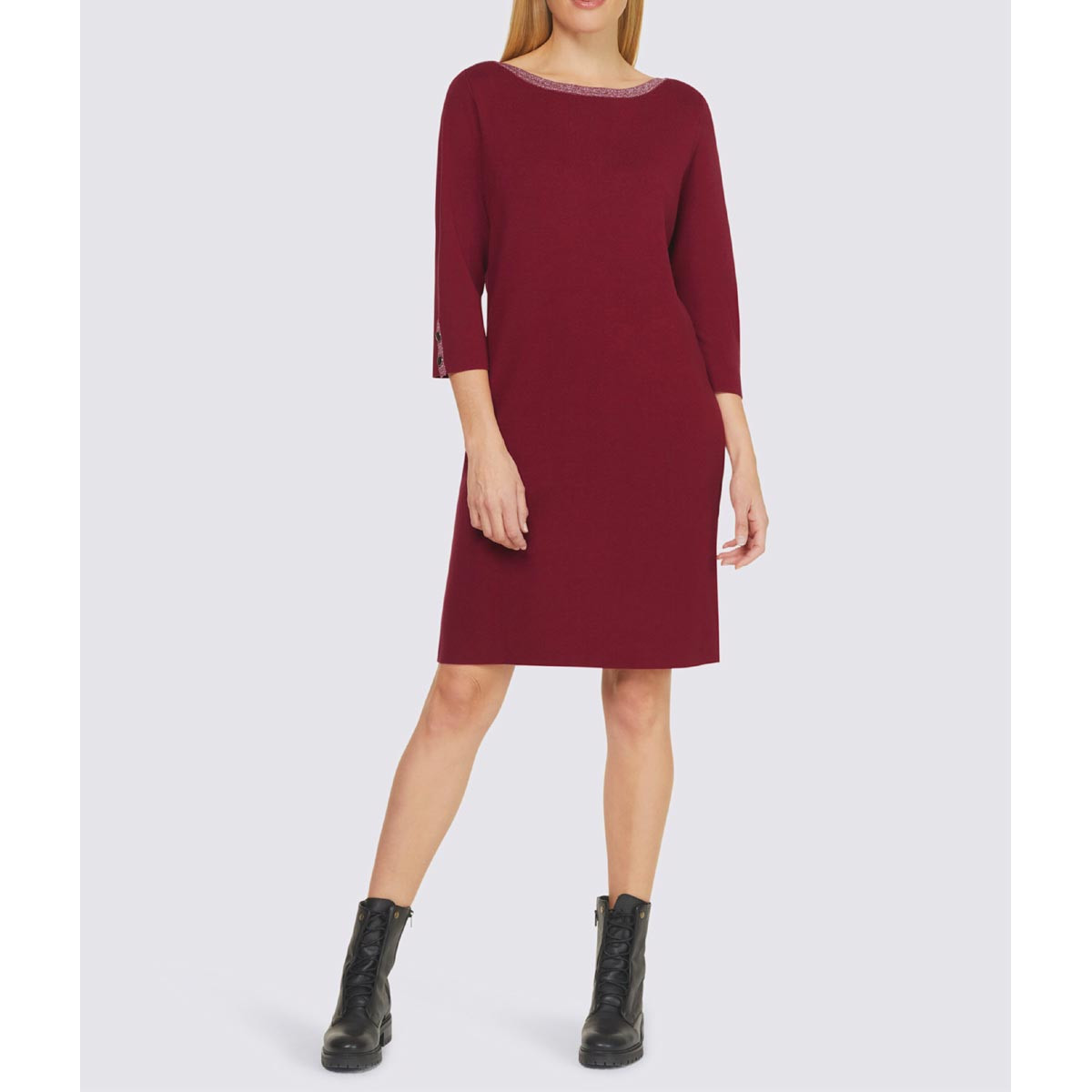 Designer-Strickkleid dunkelrot