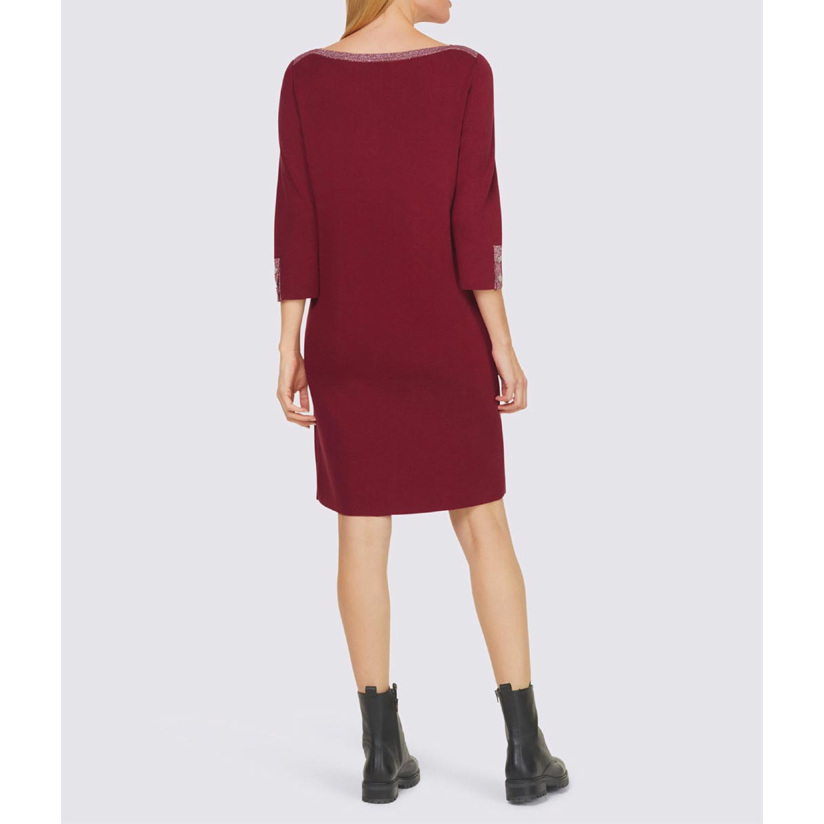 Designer-Strickkleid dunkelrot