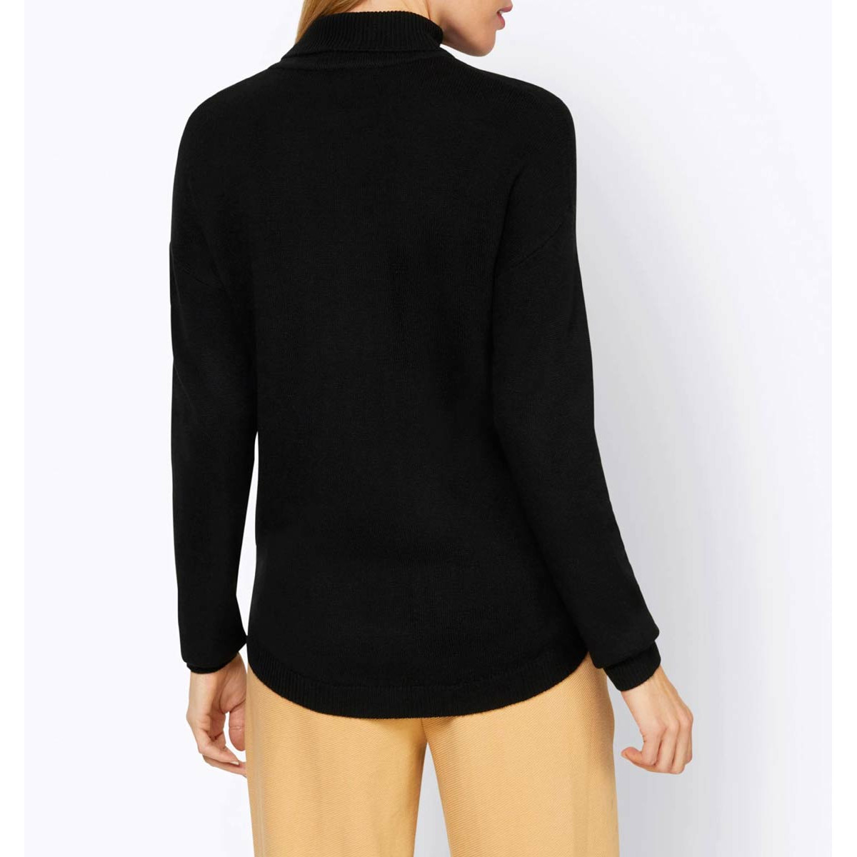 Designer-Merino-Rollkragen-Pullover schwarz