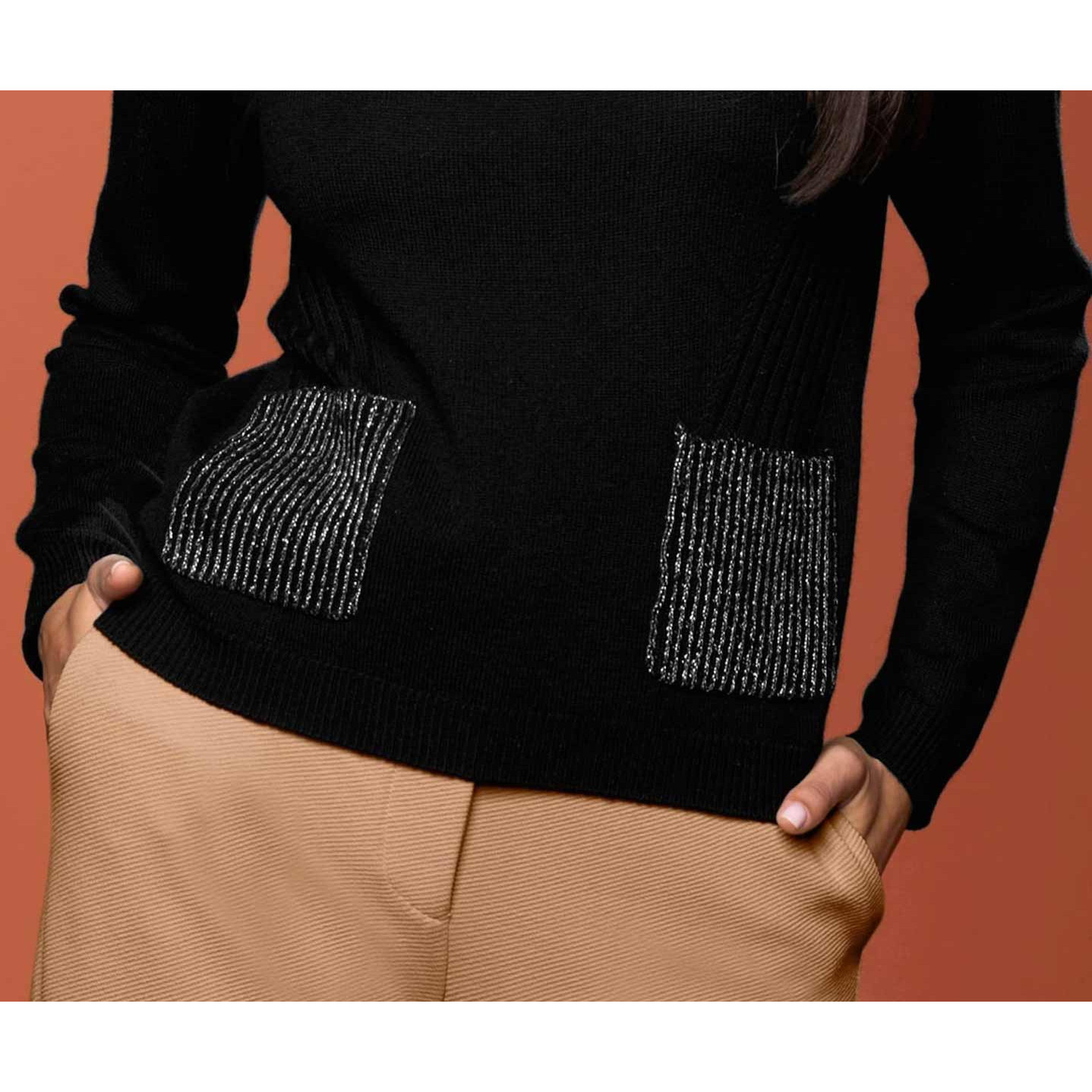 Designer-Merino-Rollkragen-Pullover schwarz