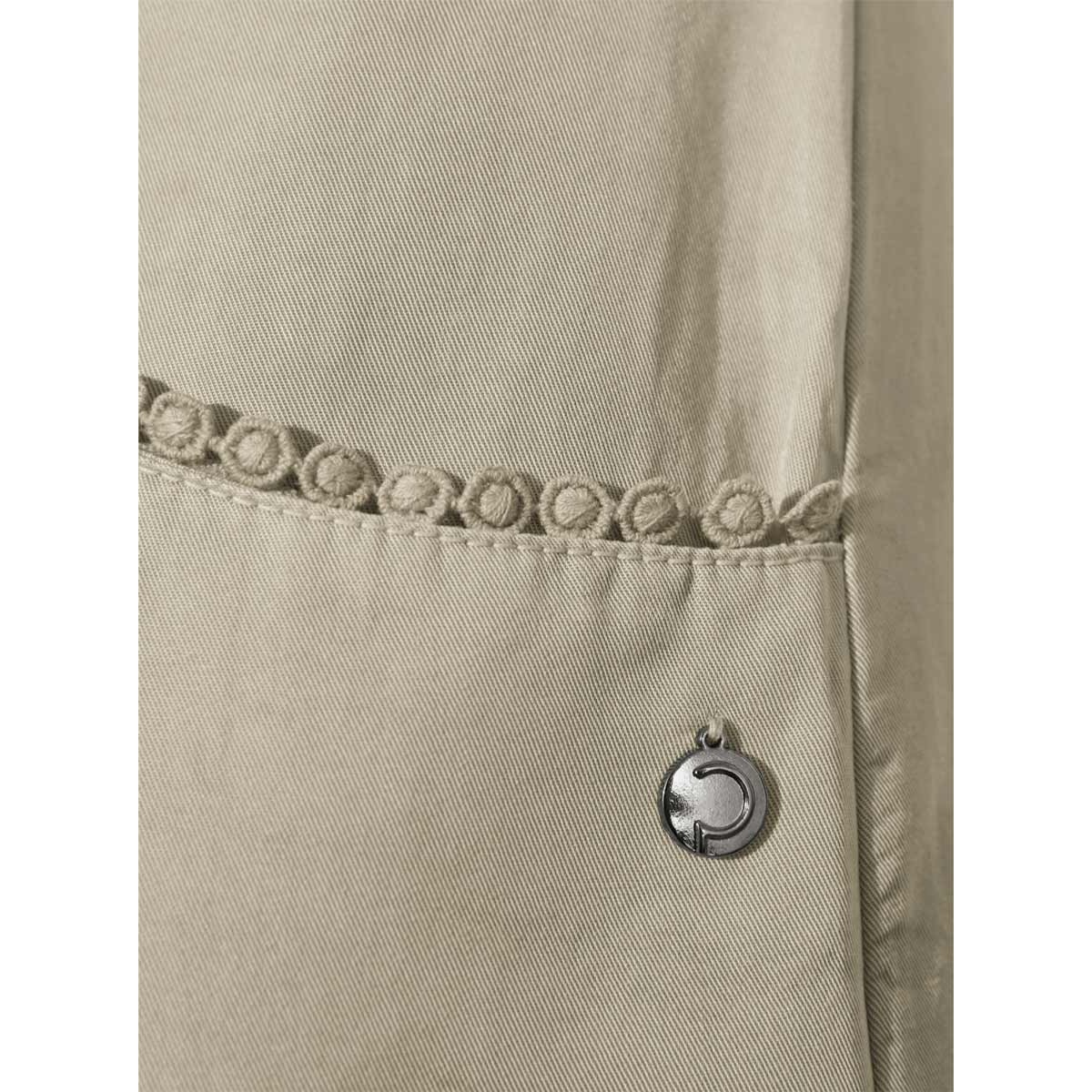 Lyocell-Kleid m.Biesen und Spitzenborte sesam