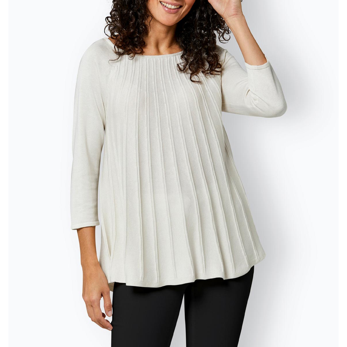 Seiden-Kaschmir-Pullover in Plissee-Optik champagner