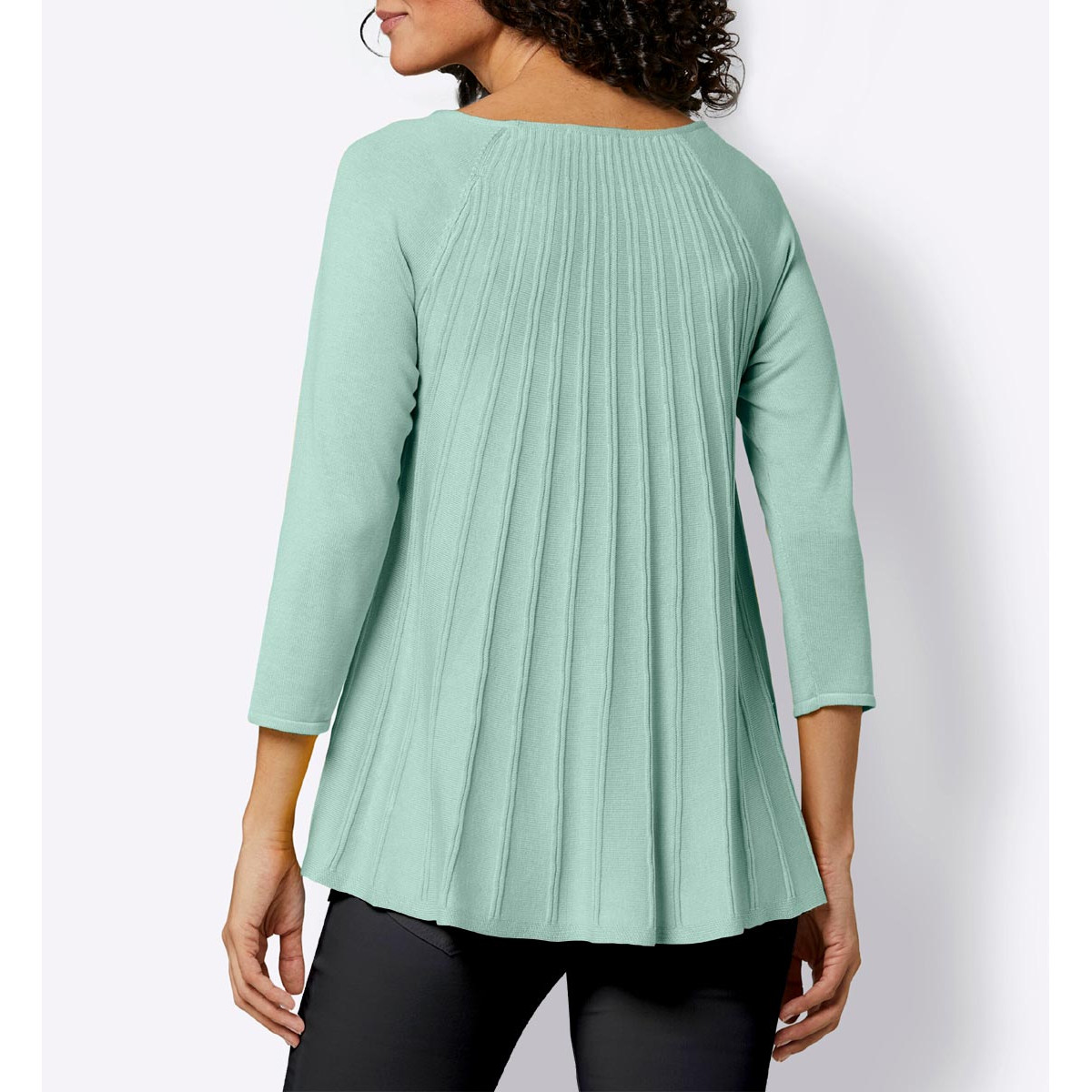 Seiden-Kaschmir-Pullover in Plissee-Optik kalkmint