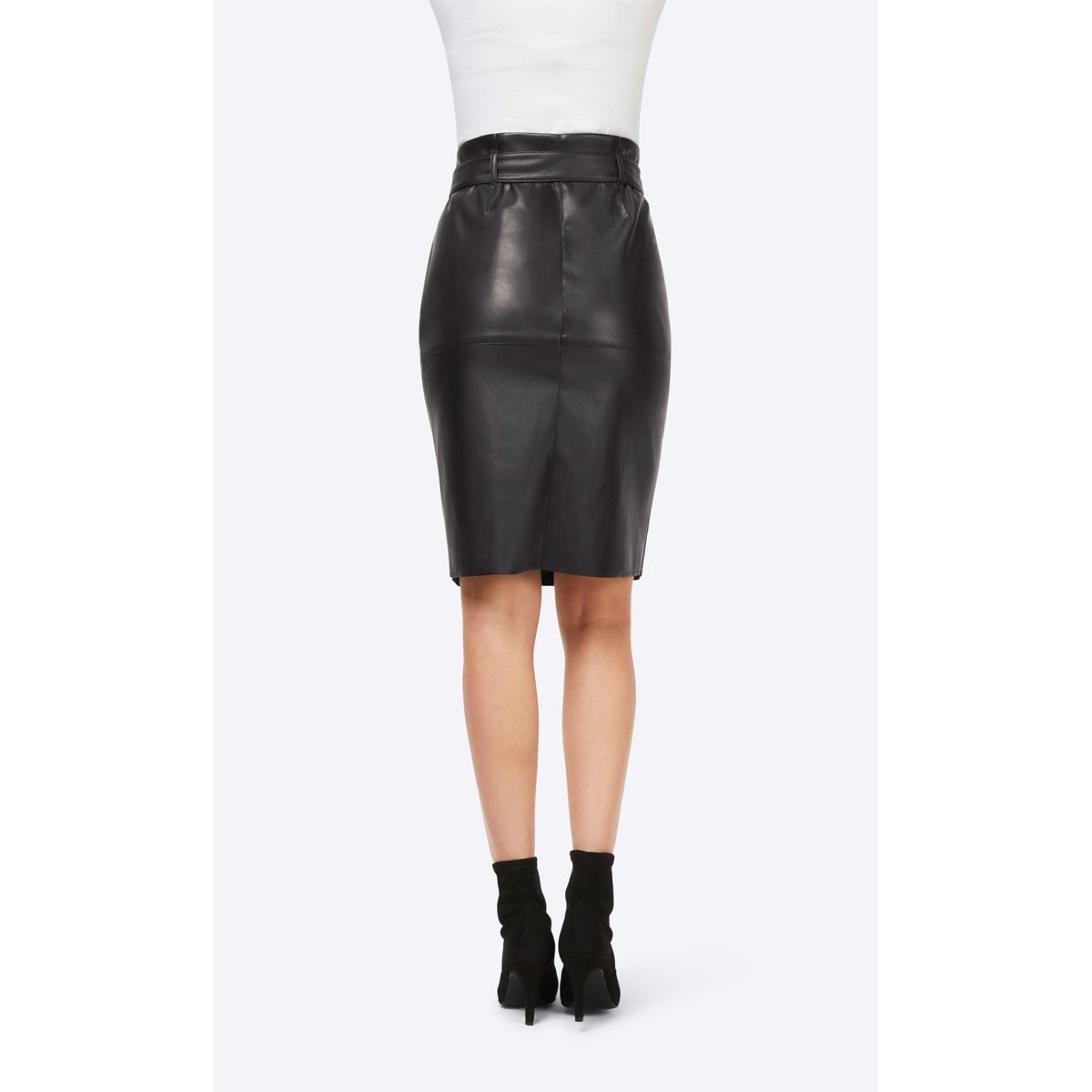 Designer-Lederimitat-Rock m. Gürtel schwarz