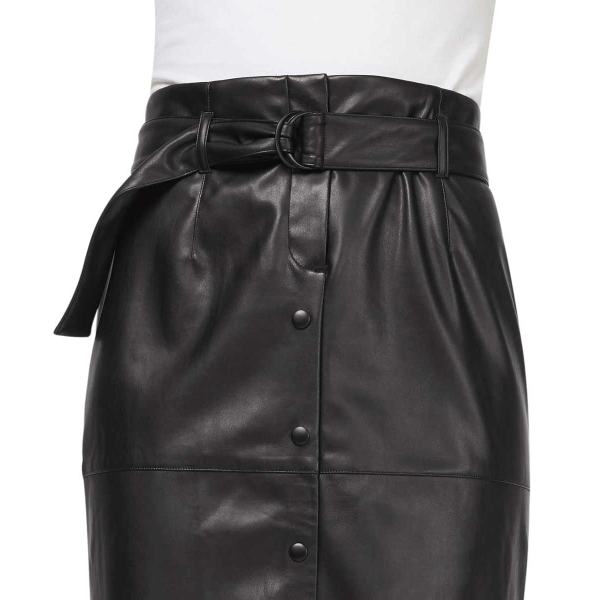 Designer-Lederimitat-Rock m. Gürtel schwarz