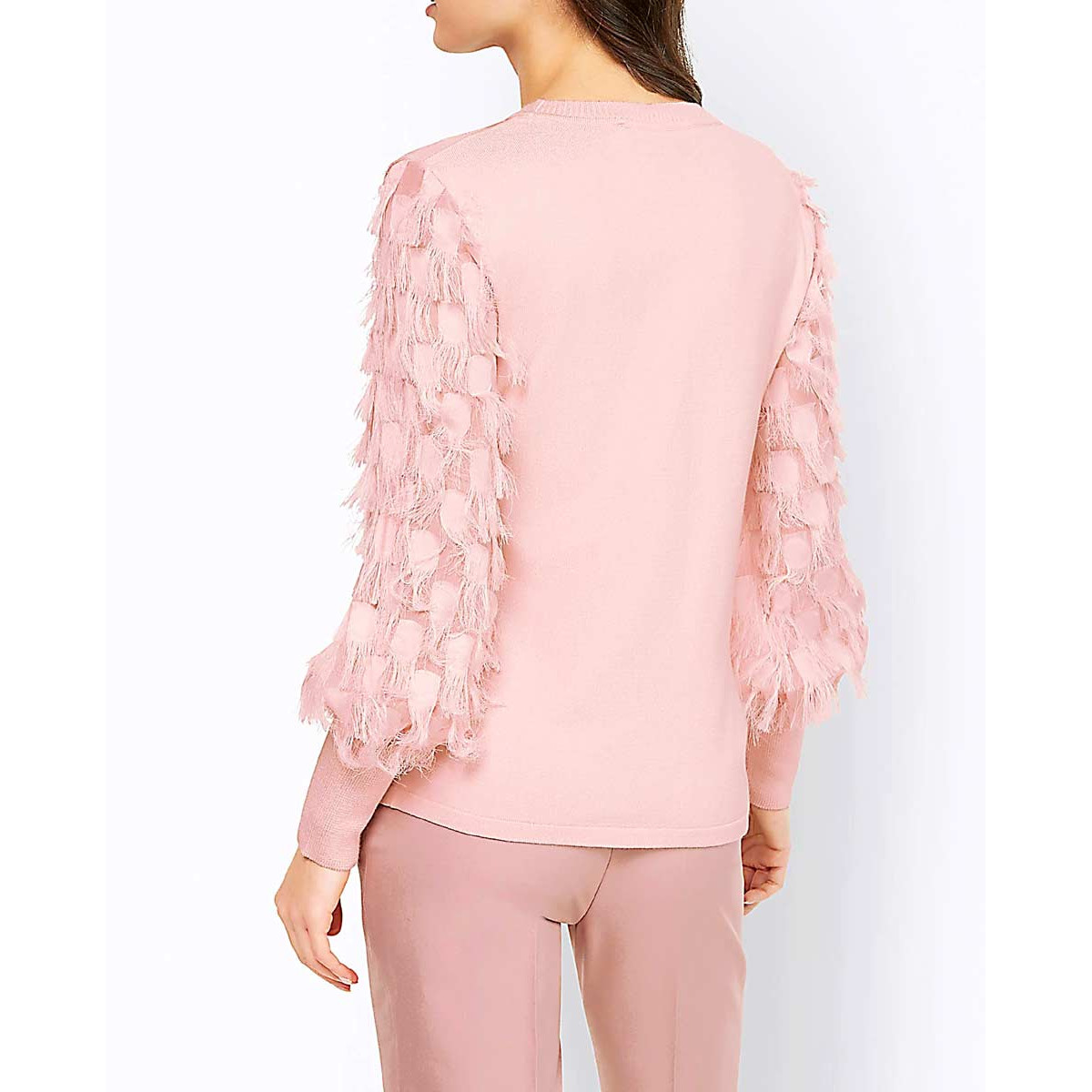 Designer-Fransenpullover puder