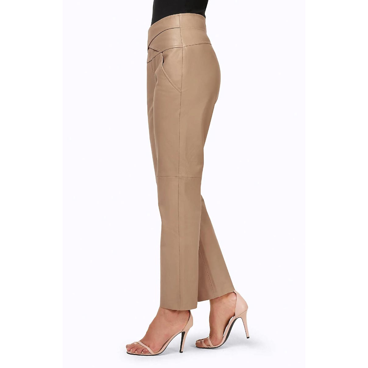 Designer-Lammnappalederhose camel