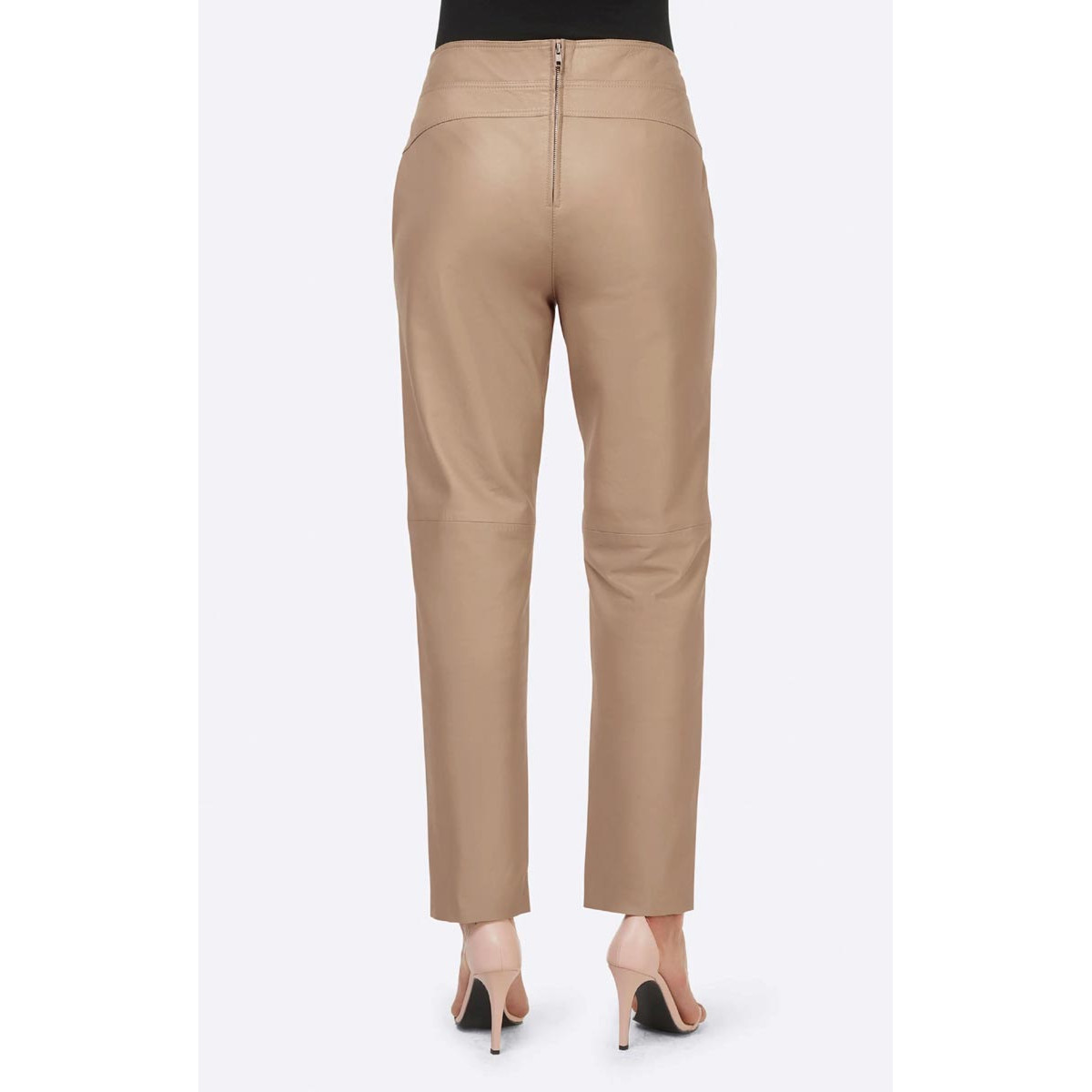 Designer-Lammnappalederhose camel