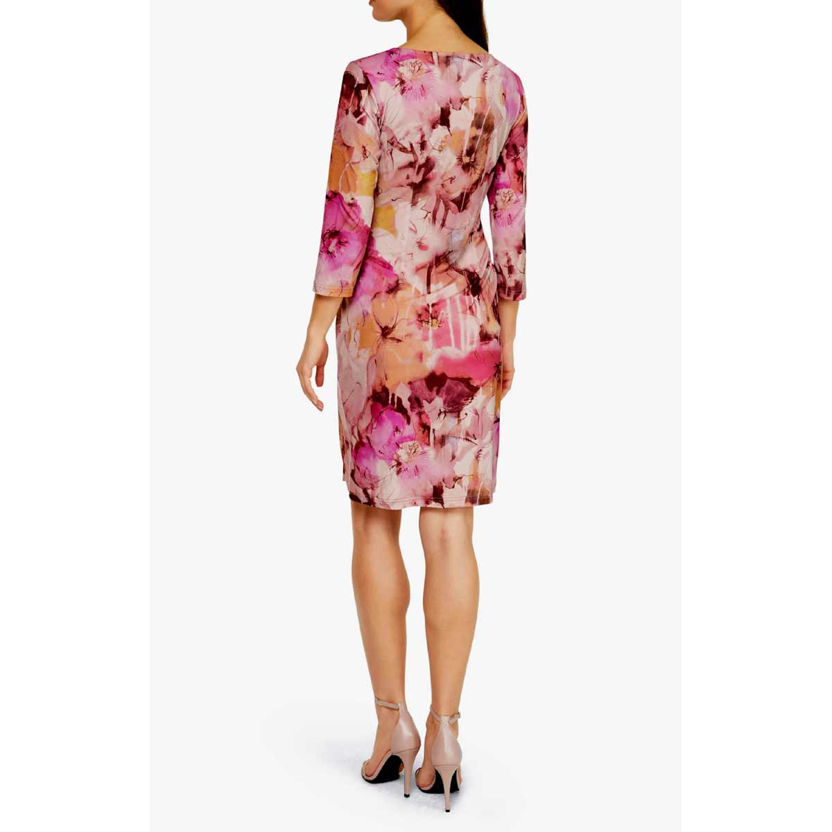 Designer-Jerseydruckkleid puder-camel-pink