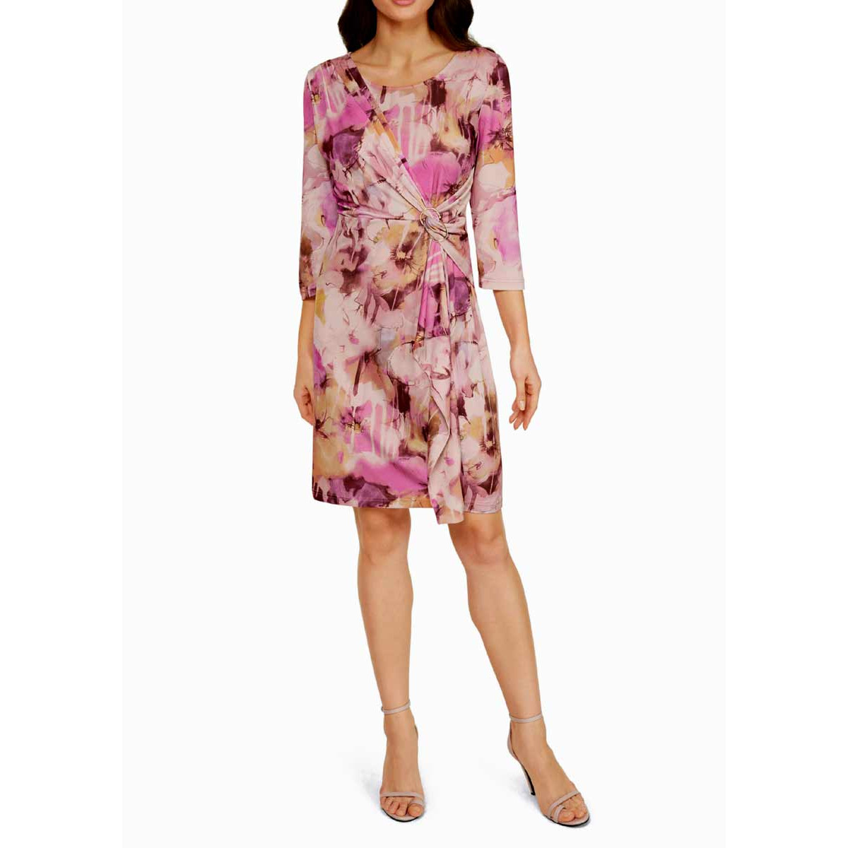 Designer-Jerseydruckkleid puder-camel-pink