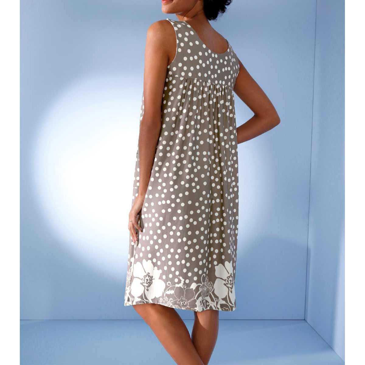 Lyocell-Jersey-Druckkkleid taupe-ecru