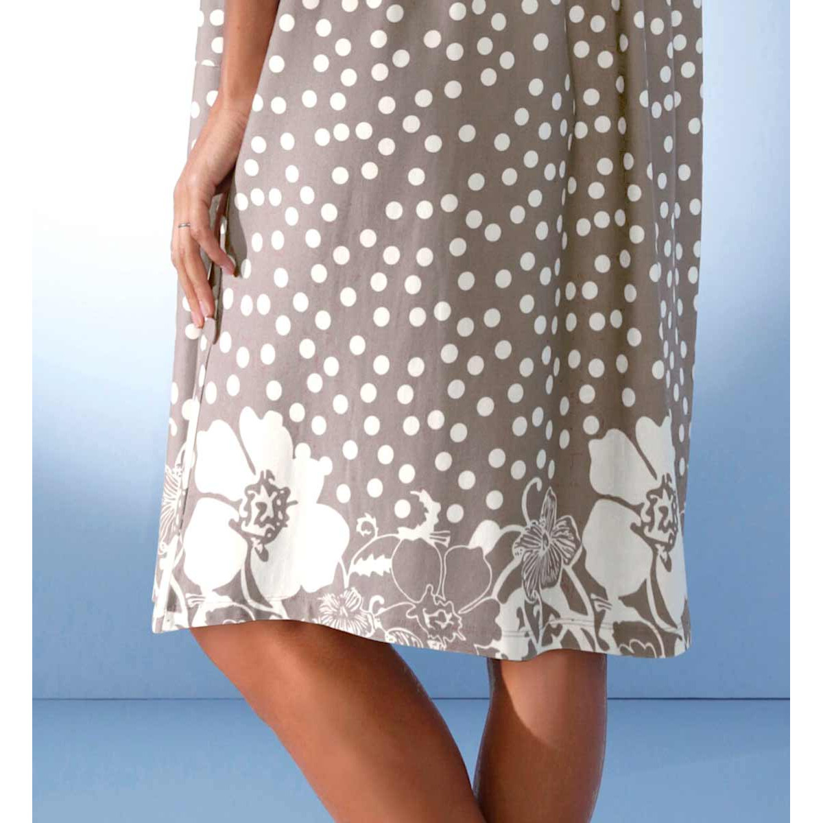 Lyocell-Jersey-Druckkkleid taupe-ecru