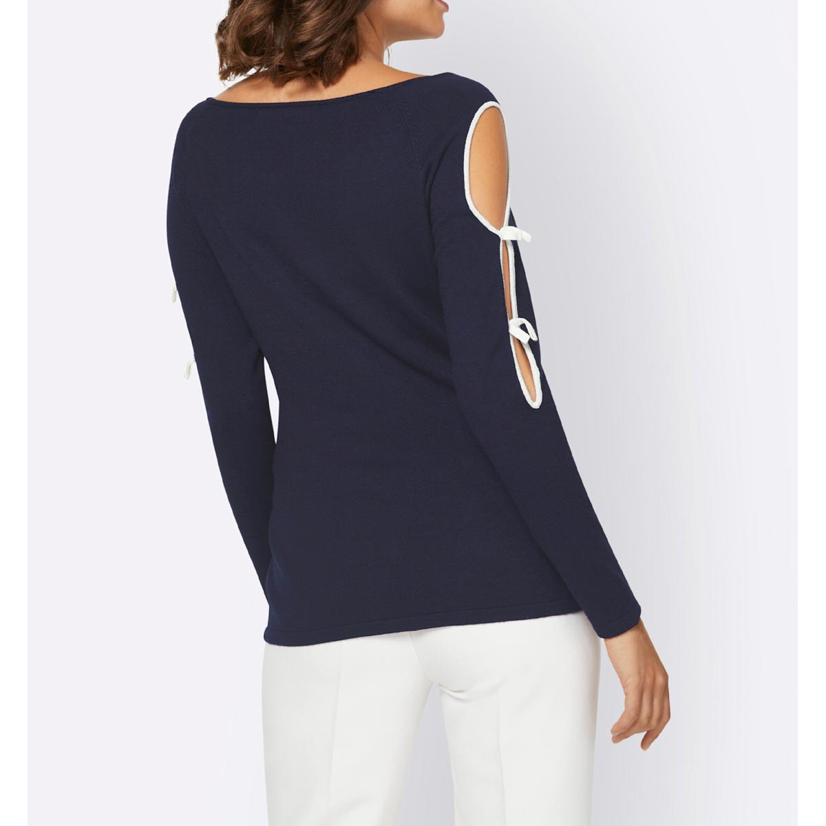 Designer-Pullover m.Cut-Outs nachtblau