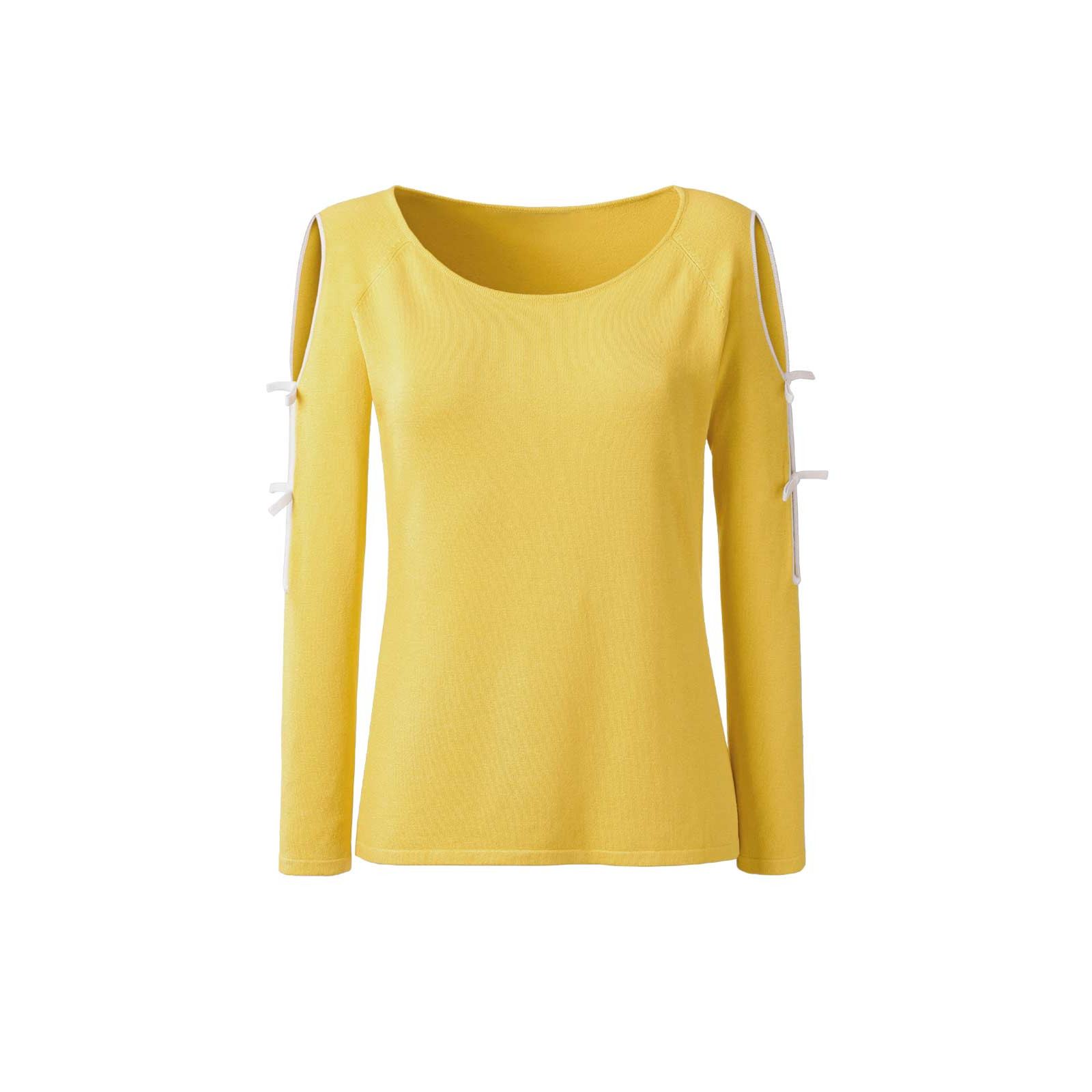 Designer-Pullover m. Cut-Outs gelb