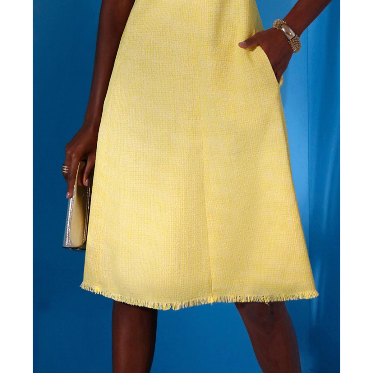 Bouclé-Kleid zitrone-meliert