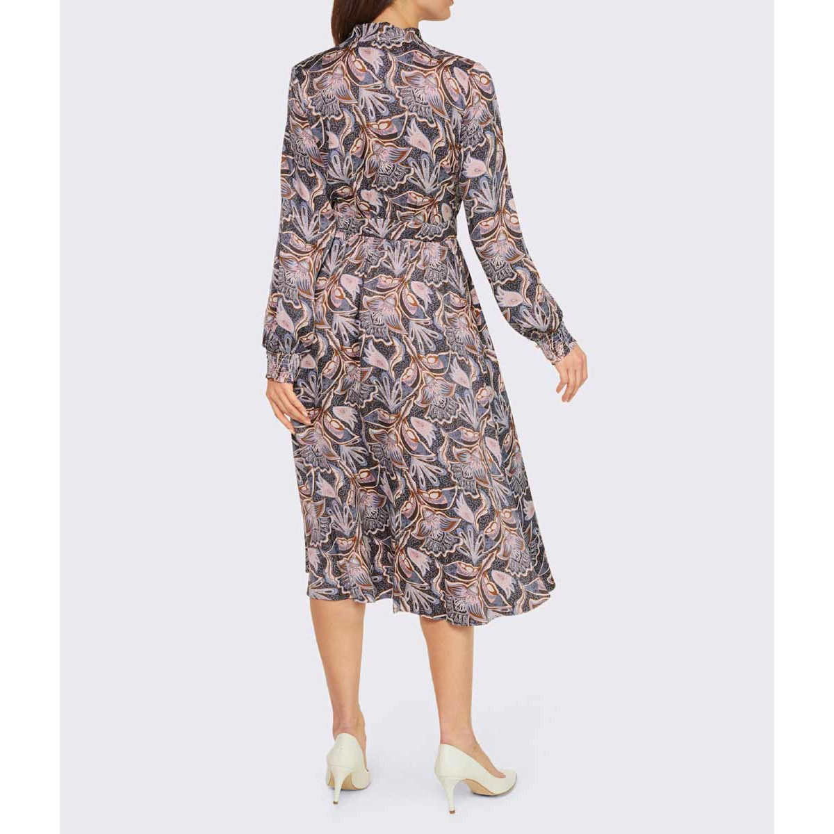 Designer-Druckkleid graphit-taubenblau