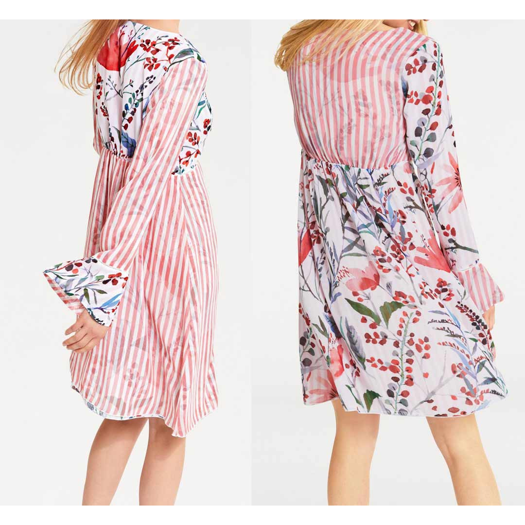Chiffon-Wendekleid rot-bunt