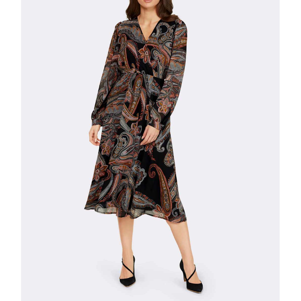 Designer-Kleid schwarz-papaya