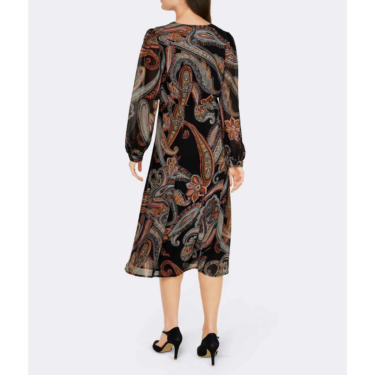 Designer-Kleid schwarz-papaya