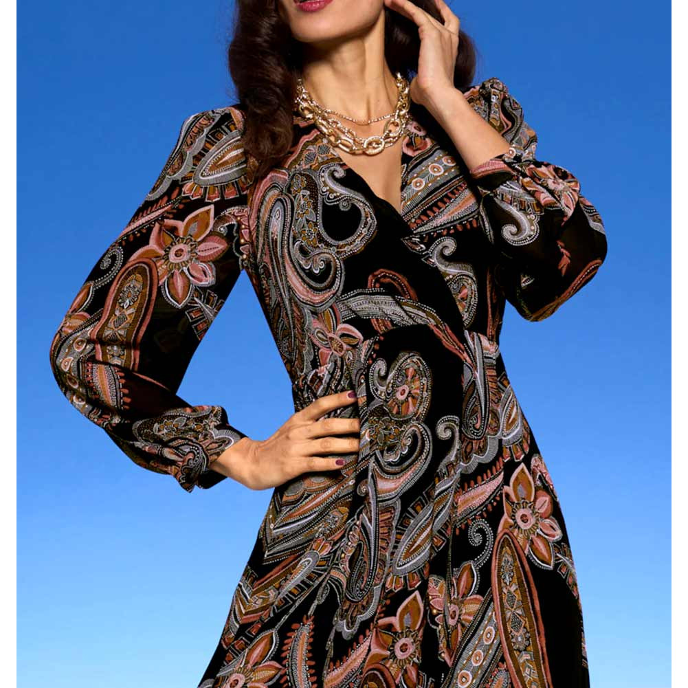 Designer-Kleid schwarz-papaya