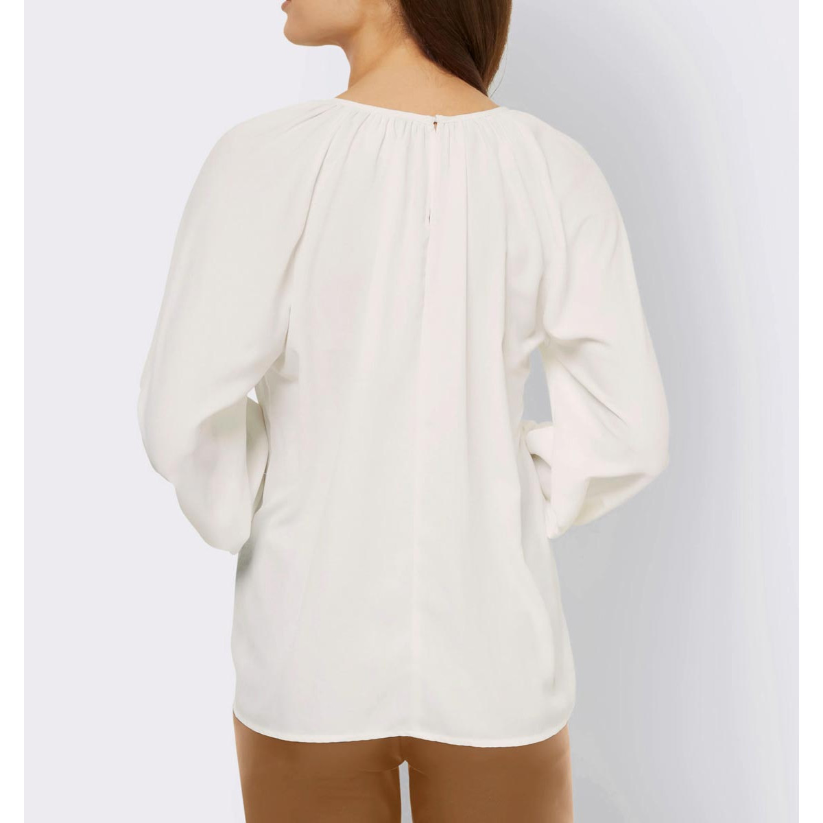Designer-Bluse m. Raffung ecru