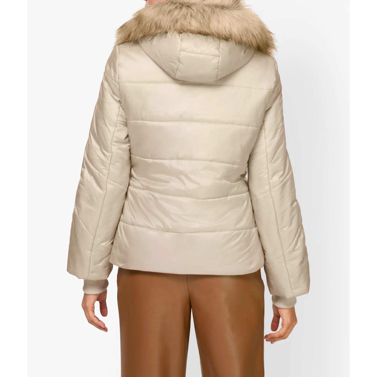 Designer-Steppjacke m. Webpelz sand