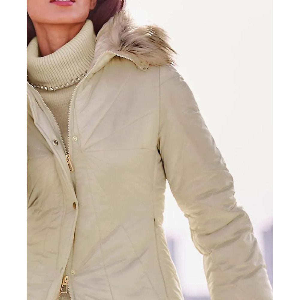 Designer-Steppjacke m. Webpelz sand