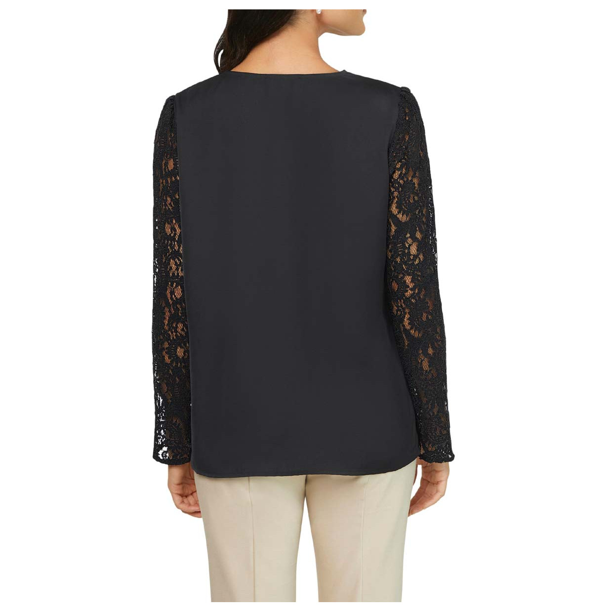Bluse m. Spitze schwarz