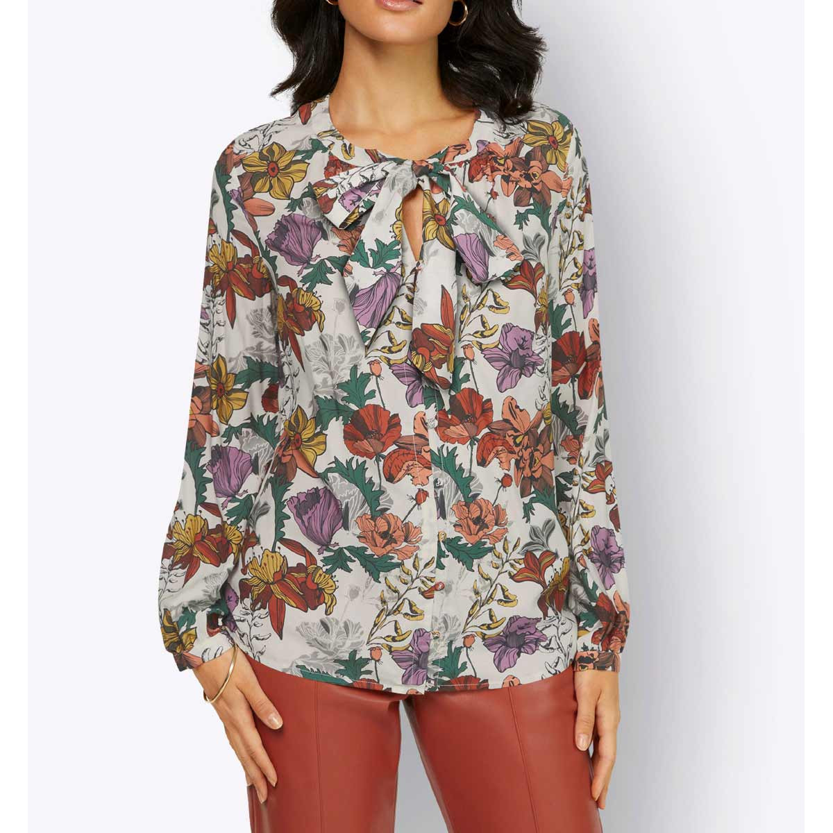 Seiden-Druckbluse champagner-rostrot