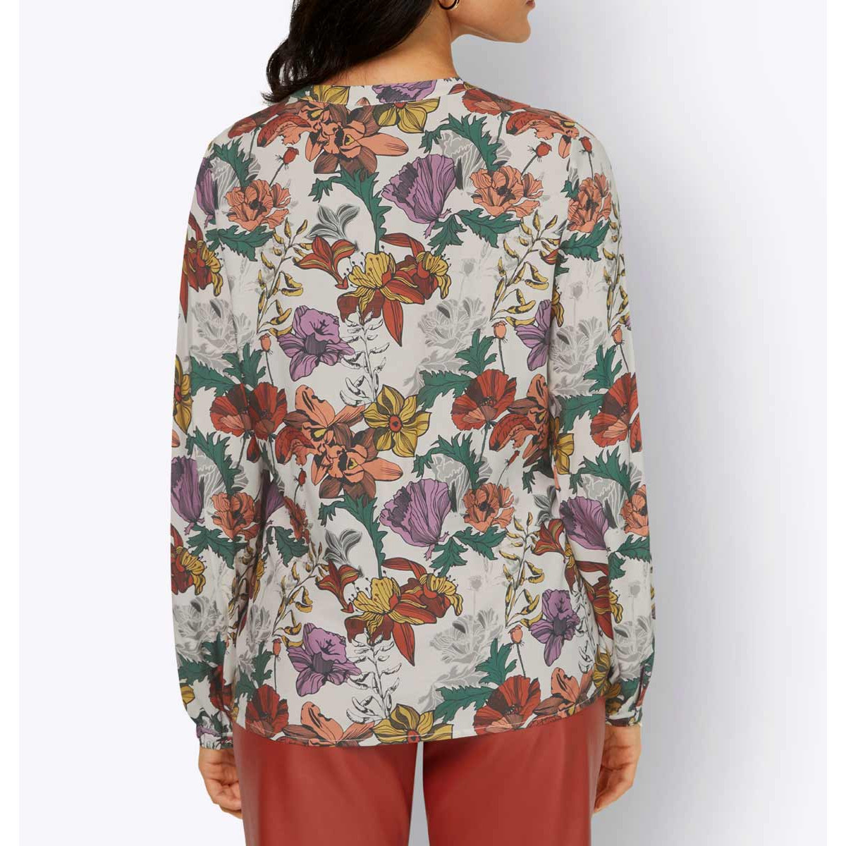 Seiden-Druckbluse champagner-rostrot