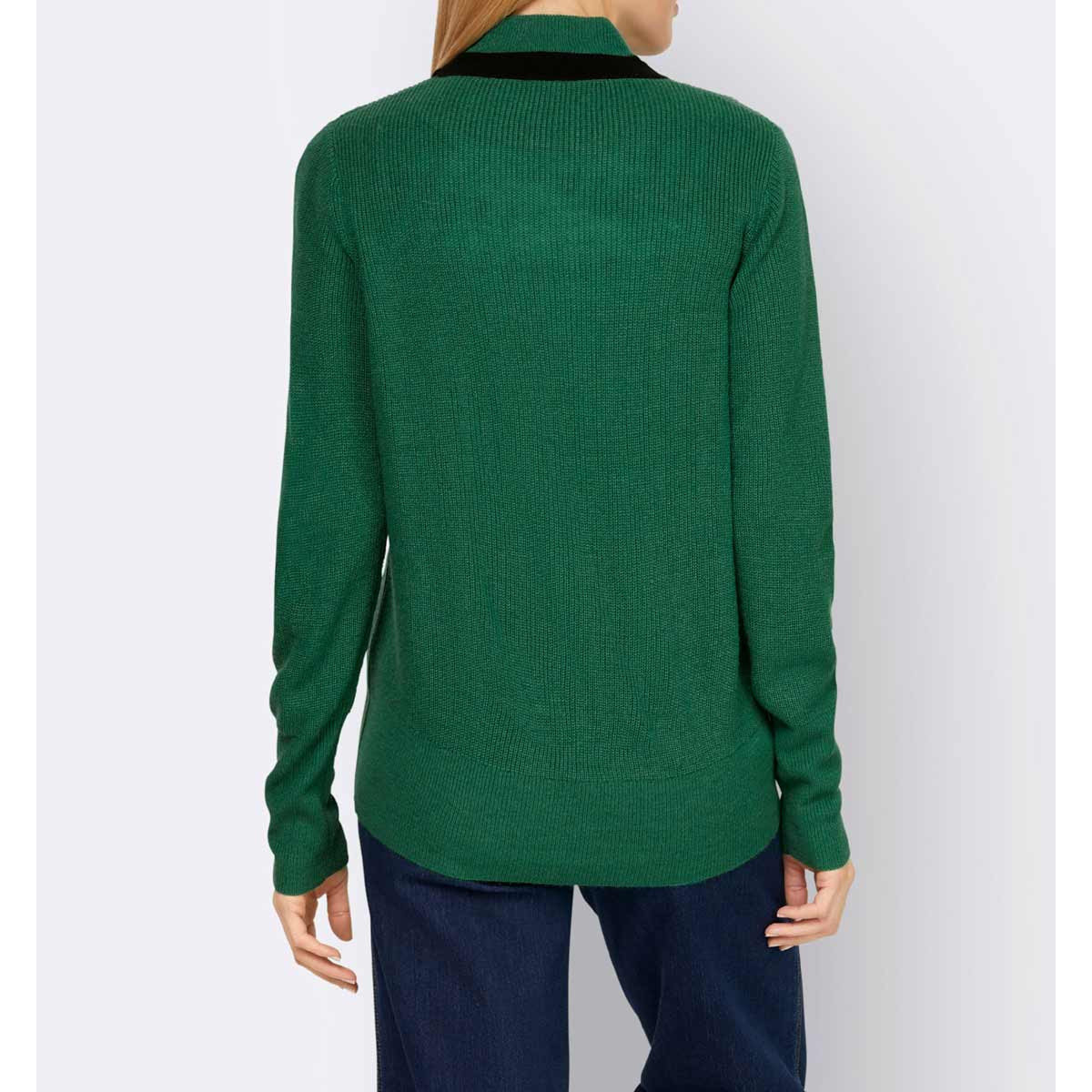 Designer-Pullover m. Zierösen grün