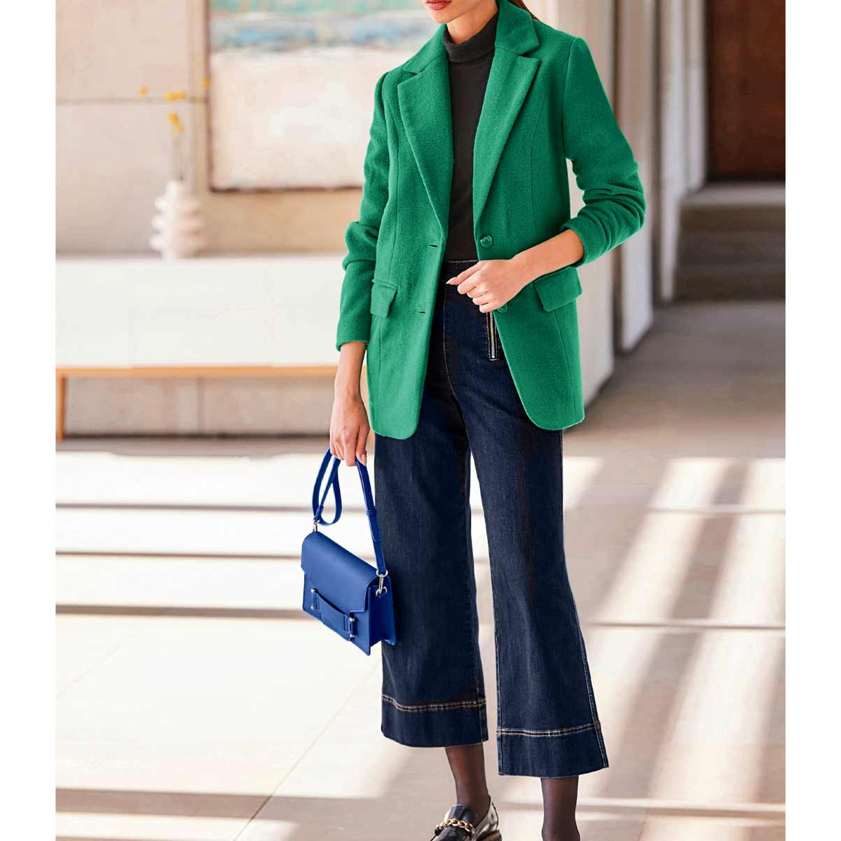 Designer-Wollblazer grün